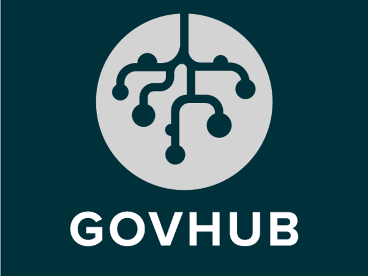 GOVHub with icon in circle, all in a blue square