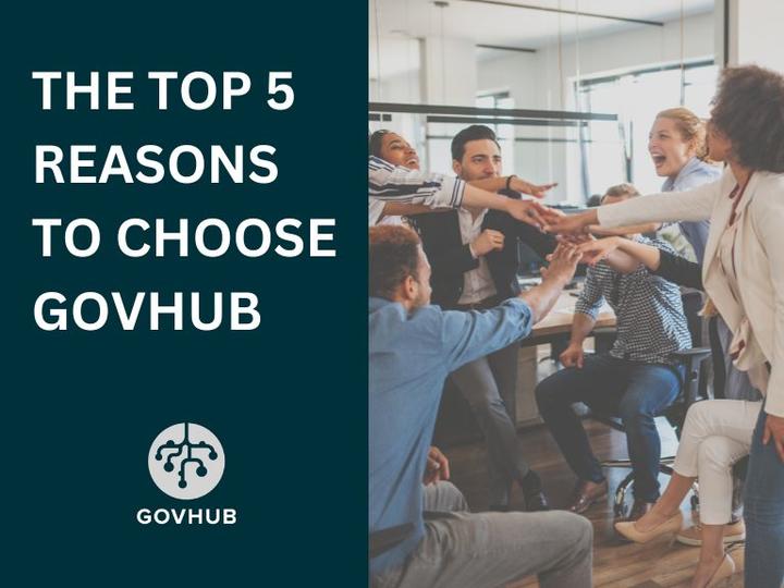 Image titled "The Top 5 Reasons to Join GovHub" with photo of a team.