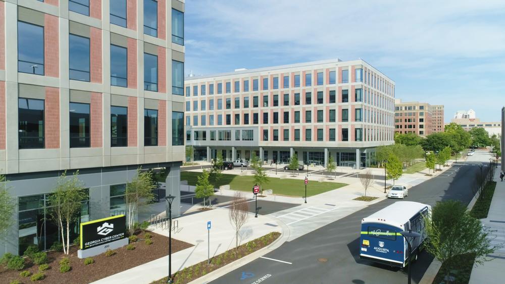 Architect's rendering of the main entrance to the Georgia Cyber Center.