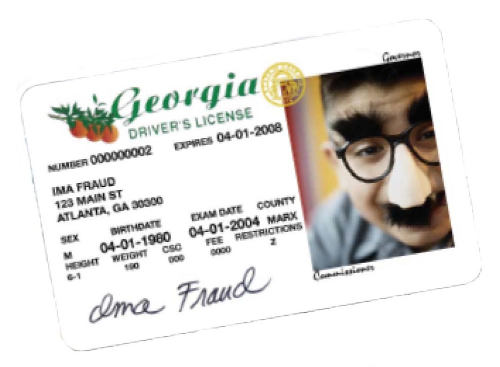 Fraudulent Georgia driver's license example